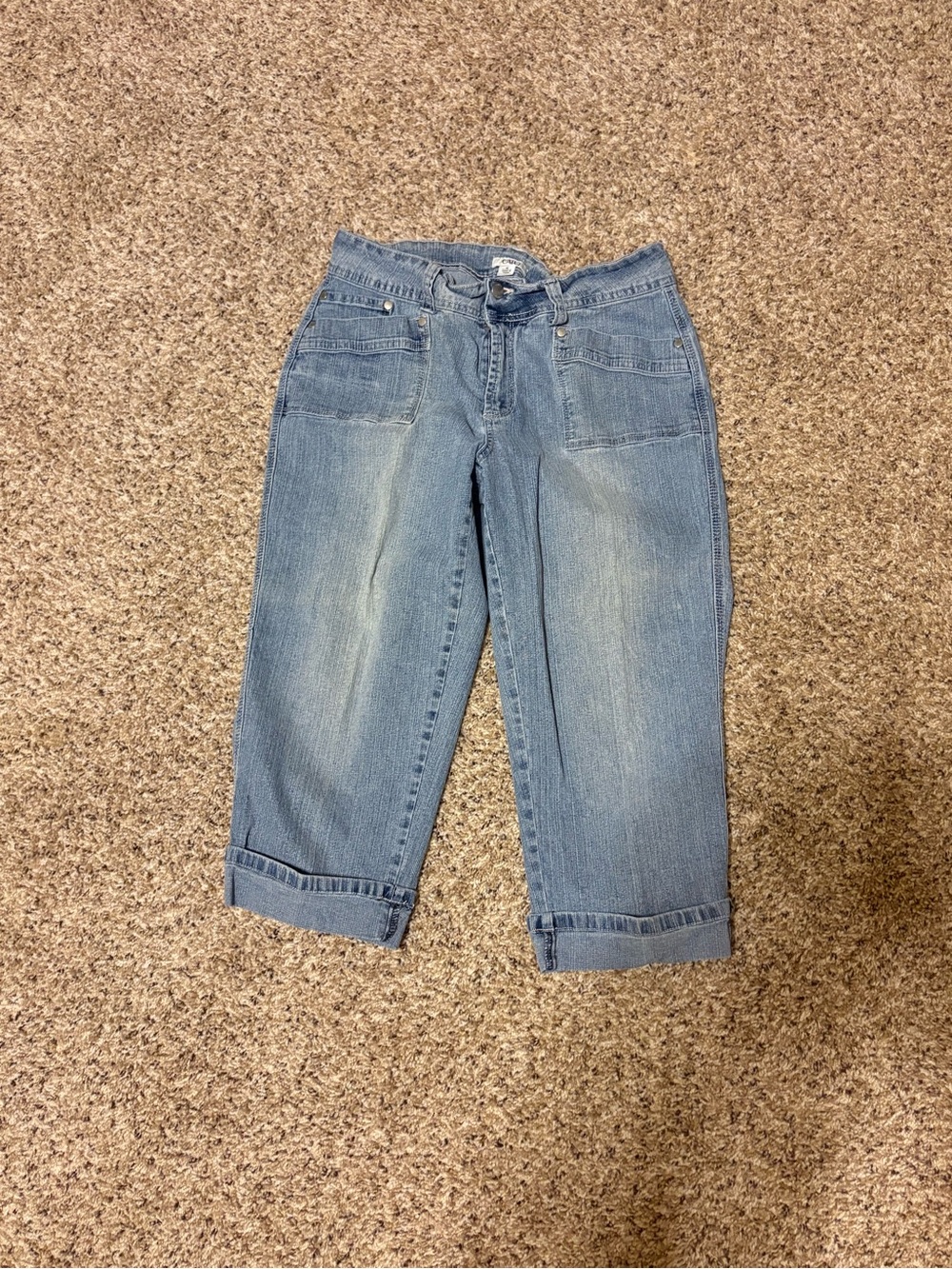 Cato Light Blue Cropped Cotton Blend Denim Capris